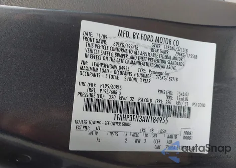 2010 Ford Focus Se из США, поврежденный, VIN 1FAHP3FN3AW184955